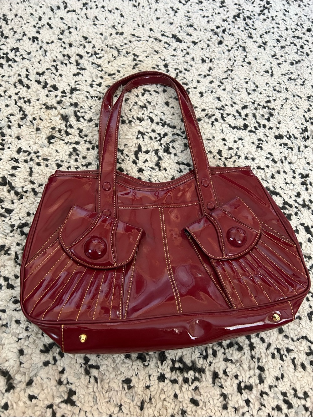 Maxx New York Patent Tote in Deep Wine Red